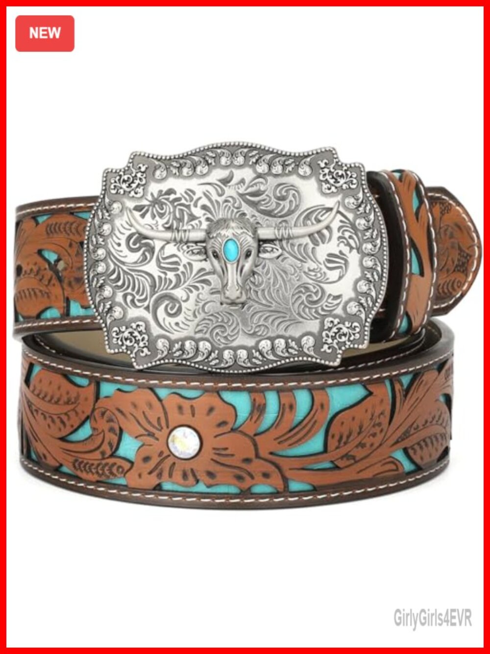 Genuine Leather Belt Vintage Western Tooled Leather Cowboy Belt Interchangeable